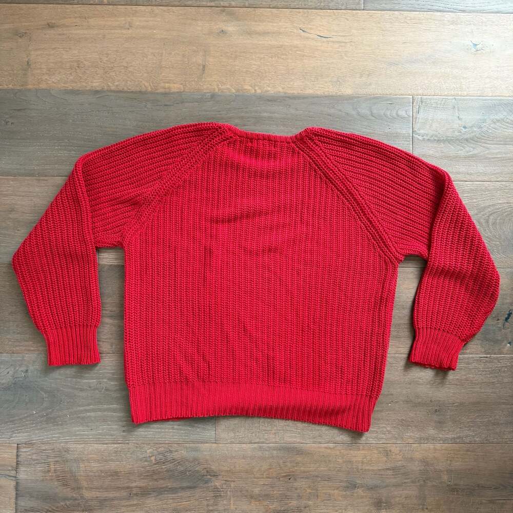 Vintage 90s Gap Clothing Co. Red Shaker Stitch Ramie Cotton Sweater Sz M - Picture 5 of 5